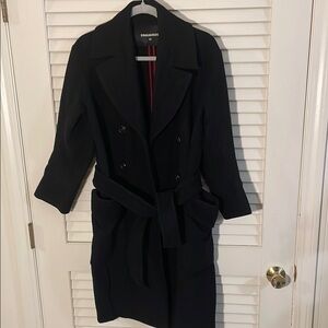 DSQUARED2 Black Trench Coat Classic Tailored Design
